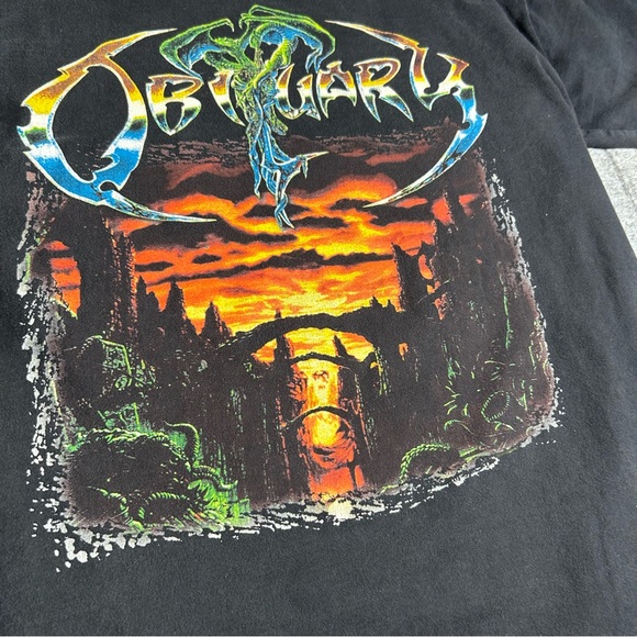 Vintage Obituary Shirt‎ Mens XL Black Y2k Death Metal Band Tee Anthology 2000s - Picture 3 of 9